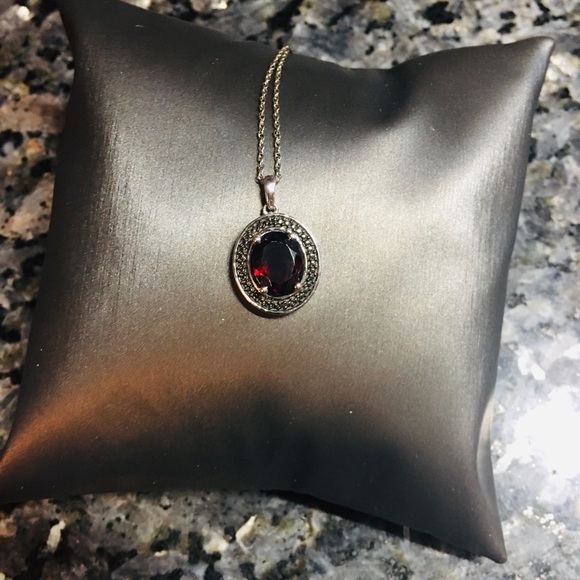 Gorgeous Lab Created Garnet Necklace & Ring Set - Picture 5 of 10